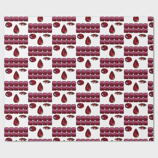 Ruby Gemstone Face Pattern Red Wrapping Papier Geschenkpapier (Flach)