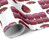 Ruby Gemstone Face Pattern Red Wrapping Papier Geschenkpapier (Rolleneckpunkt)