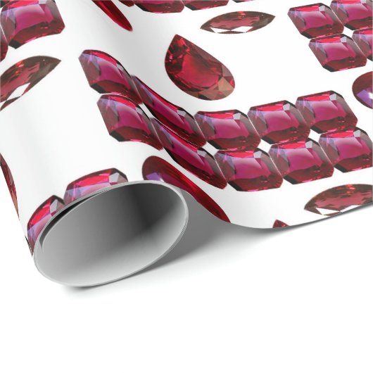 Ruby Gemstone Face Pattern Red Wrapping Papier Geschenkpapier (Rolleneckpunkt)