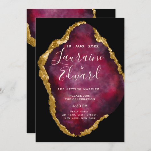 Ruby Gemstone Glitzer Einladung (Vorne/Hinten)