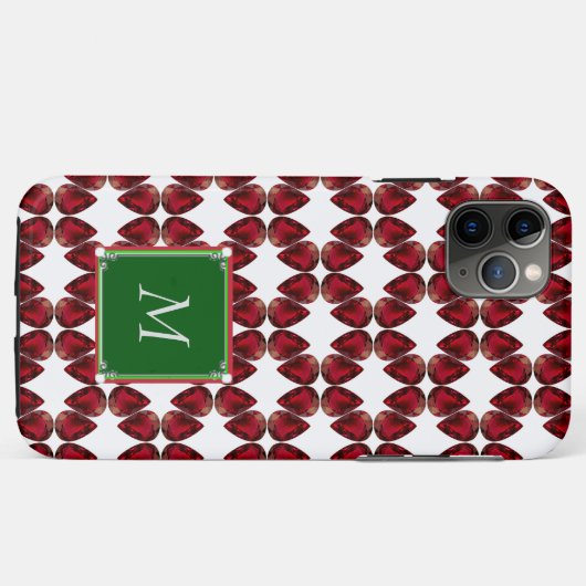 Ruby Gemstone Initial Monogramed Case-Mate iPhone Hülle (Rückseite (Horizontal))