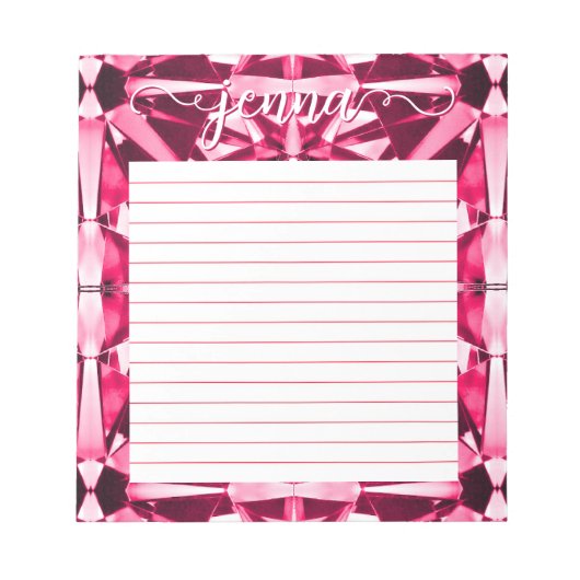 Ruby Gemstone Lined Personalisiert Notizblock (Vorderseite)
