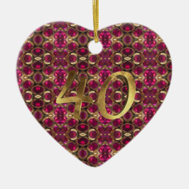 Ruby Gemstone Pattern 40. Hochzeitstag Keramikornament