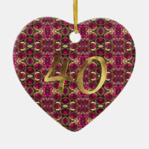Ruby Gemstone Pattern 40. Hochzeitstag Keramikornament