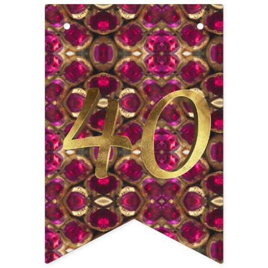 Ruby Gemstone Pattern 40. Hochzeitstag Wimpelkette (Erste Fahne)