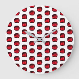 Ruby Gemstone Pattern, July Birthstone Large Clock Große Wanduhr