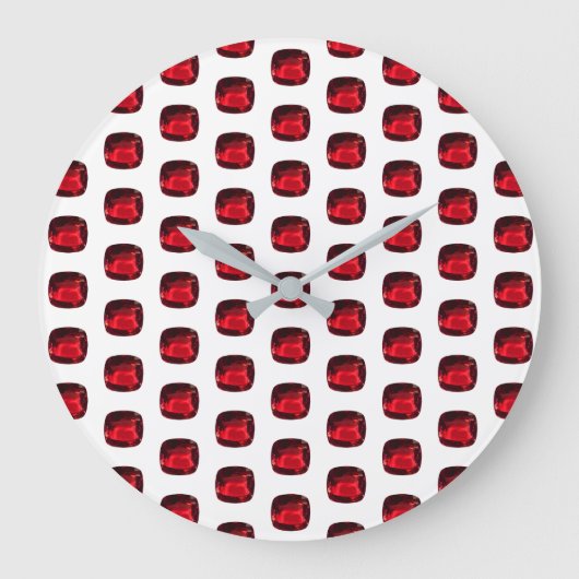 Ruby Gemstone Pattern, July Birthstone Large Clock Große Wanduhr (Vorderseite)