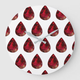 Ruby Gemstone Pattern, July Birthstone Large Clock Große Wanduhr