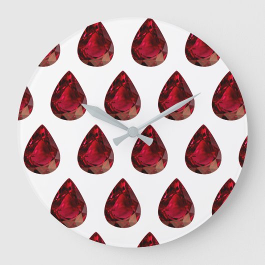 Ruby Gemstone Pattern, July Birthstone Large Clock Große Wanduhr (Vorderseite)