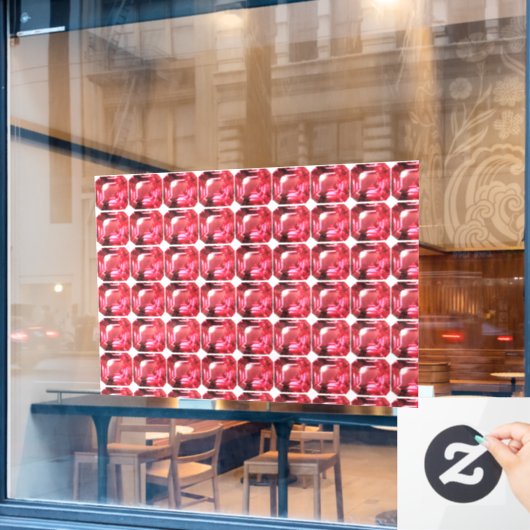 Ruby Gemstone Pink Fensteraufkleber (Café-Fenster)