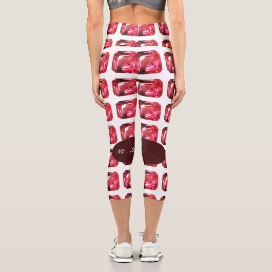 Ruby Gemstone Rujon Birthstone Rot Capri Leggings (Rückseite)