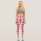 Ruby Gemstone Rujon Birthstone Rot Capri Leggings (Vorderseite)
