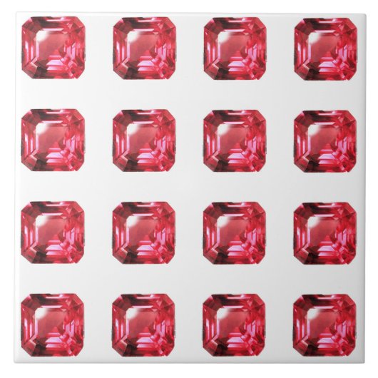 Ruby Gemstone Rujon Birthstone Rot Fliese (Vorderseite)