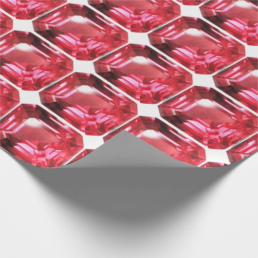 Ruby Gemstone Rujon Birthstone Rot Geschenkpapier (Ecke)