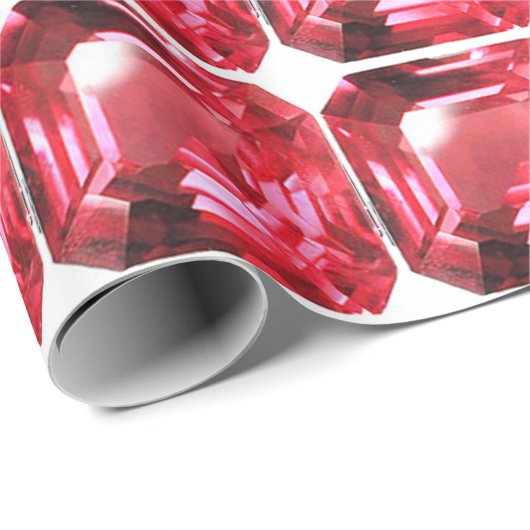 Ruby Gemstone Rujon Birthstone Rot Geschenkpapier (Rolleneckpunkt)