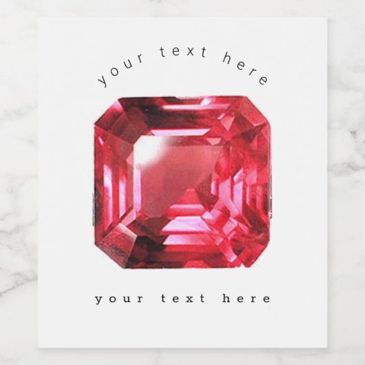 Ruby Gemstone Rujon Birthstone Rot Weinetikett (Einzelnes Label)
