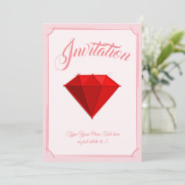 Ruby Gemstone. Schmuck. 40 Hochzeitstag Einladung