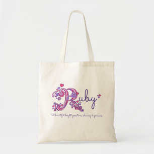 Ruby Girls Name und Bedeutung R Monogramm Tragetasche
