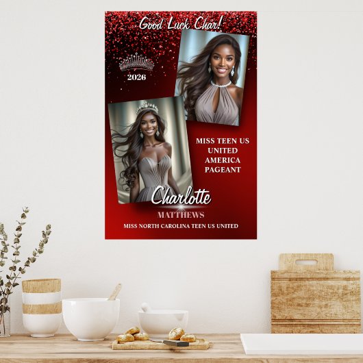 Ruby Glimmer Pageant Titleholder Door Banner Poster (Küche)