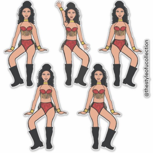 Ruby Gold Fringe Dancer #3A Sticker (Vorderseite)