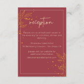 Ruby Gold Leaf Hochzeitsempfang Begleitkarte (Vorderseite)