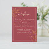Ruby Gold Leaf Hochzeitsempfang Begleitkarte (Stehend Vorderseite)