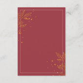 Ruby Gold Leaf Hochzeitsempfang Begleitkarte (Rückseite)