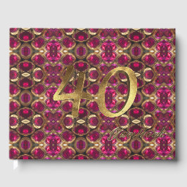 Ruby Gold Muster 'Elegant zum 40. Jubiläum Gästebuch