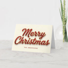 Ruby & Gold Retro Script Merry Christmas Feiertagskarte