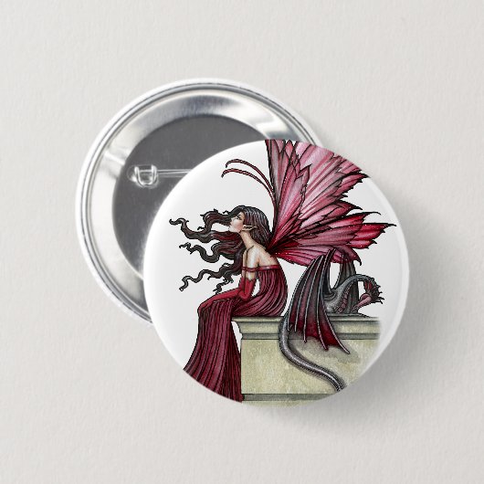 Ruby Gothic Red Fairy und Dragon Button (Vorne & Hinten)