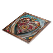 Ruby Granatapfel-Herz Steampunk-Serie Fliese (Seite)