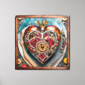 Ruby Granatapfel-Herz Steampunk-Serie Leinwanddruck (Vorderseite)