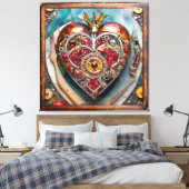 Ruby Granatapfel-Herz Steampunk-Serie Leinwanddruck (Insitu (Schlafzimmer))