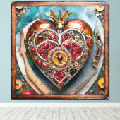 Ruby Granatapfel-Herz Steampunk-Serie Leinwanddruck (Insitu (Holzboden))