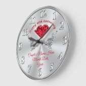 Ruby Happy 40th Anniversary Clock with Your Text Große Wanduhr (Winkel)