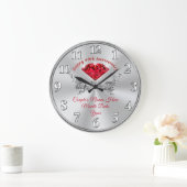 Ruby Happy 40th Anniversary Clock with Your Text Große Wanduhr (Zuhause)