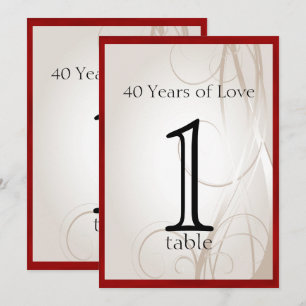 Ruby Heart 40 Jahre Tischnummer