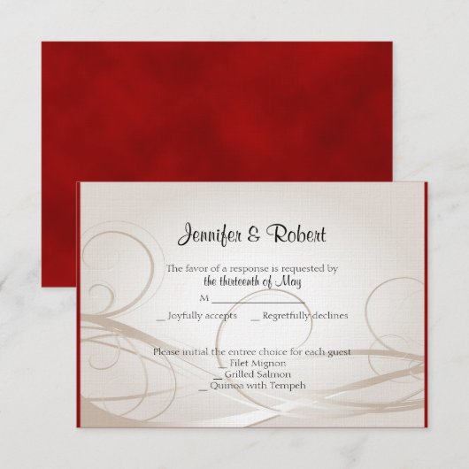 Ruby Heart 40th Anniversary Response Card RSVP Karte (Vorne/Hinten)