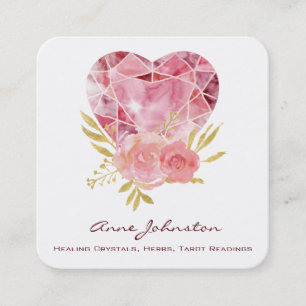 Ruby Heart and Blume Square Business Card Quadratische Visitenkarte