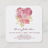 Ruby Heart and Blume Square Business Card Quadratische Visitenkarte (Rückseite)