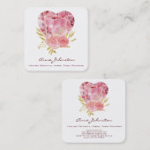 Ruby Heart and Blume Square Business Card Quadratische Visitenkarte (Vorne/Hinten)