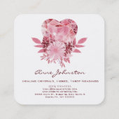 Ruby Heart and Blume Square Business Card Quadratische Visitenkarte (Rückseite)