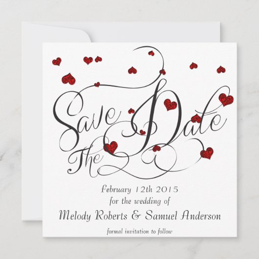 Ruby Heart Confetti Save the Date (Vorderseite)