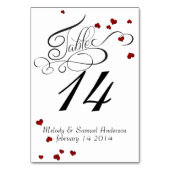 Ruby Heart Confetti Table Card Tischnummer (Vorderseite)