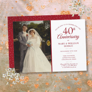 Ruby Heart Confetti Wedding Foto zum 40. Jubiläum Einladung