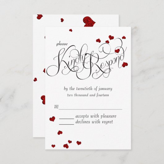 Ruby Heart Confetti Wedding RSVP (Vorne/Hinten)