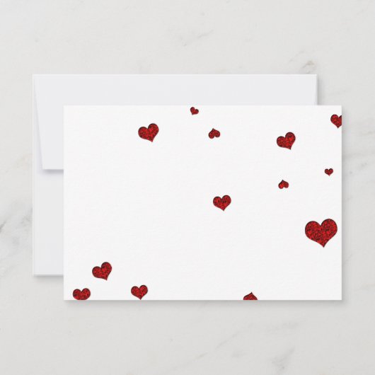 Ruby Heart Confetti Wedding RSVP Karte (Rückseite)