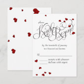 Ruby Heart Confetti Wedding RSVP Karte (Vorne/Hinten)