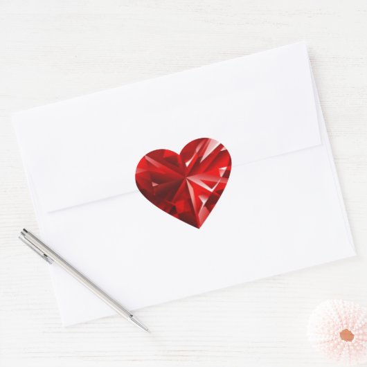 Ruby Heart Herz-Aufkleber (Umschlag)