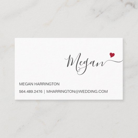 Ruby Heart Simple Elegante Typografie Custom Visitenkarte (Vorderseite)